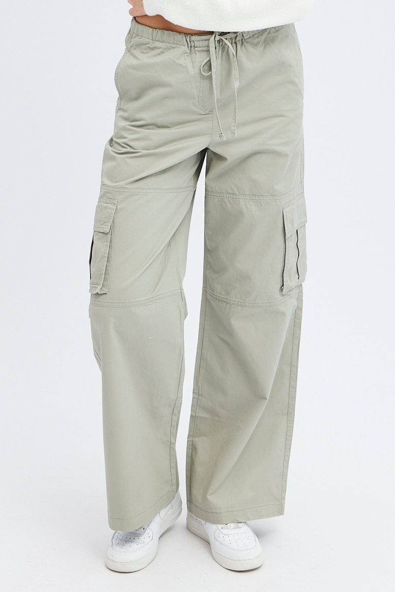 Grey Cargo Pants Wide Leg