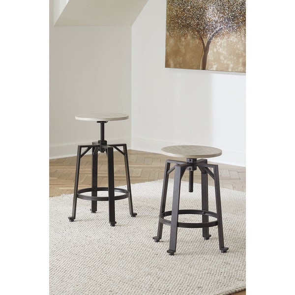 Signature Design by Ashley Karisslyn Whitewash/Black Adjustable Height Swivel Counter Stool (Set of 2) - 19