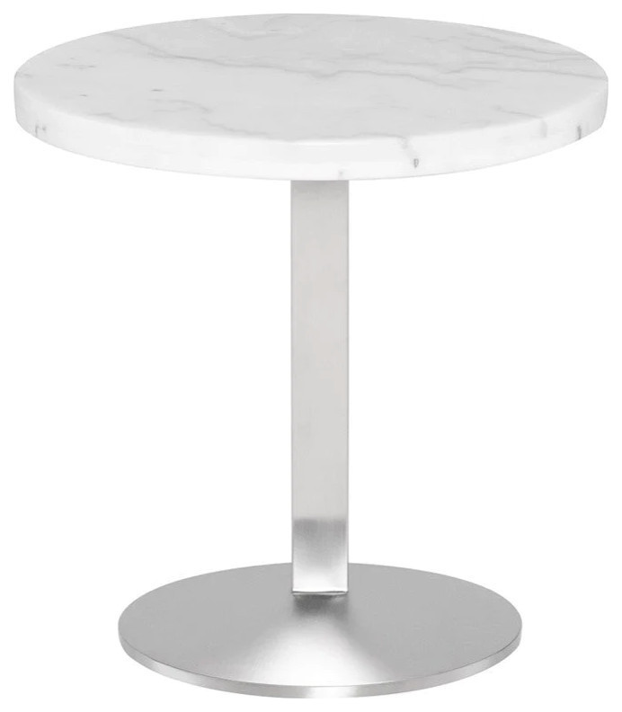 Elsie White Marble Side Table   Contemporary   Side Tables And End Tables   by Peachtree Fine Furniture  Houzz