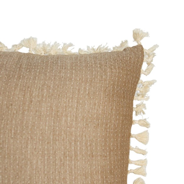 Hand Woven Reversible Throw Pillow Brown Cotton With Polyester Fill By Foreside Home amp Garden