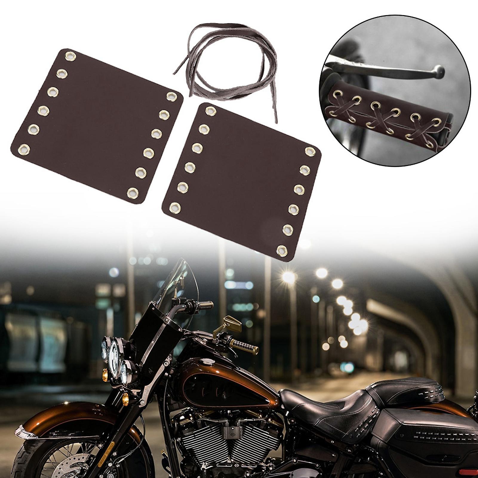 Motorcycle Leather Handlebar Hand Grip Covers Motorcycle Modification Accessories(brown)