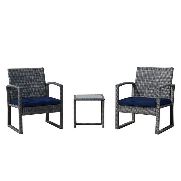 3-pc. Outdoor Cushioned Wicker Chat Set - Overstock - 32465550