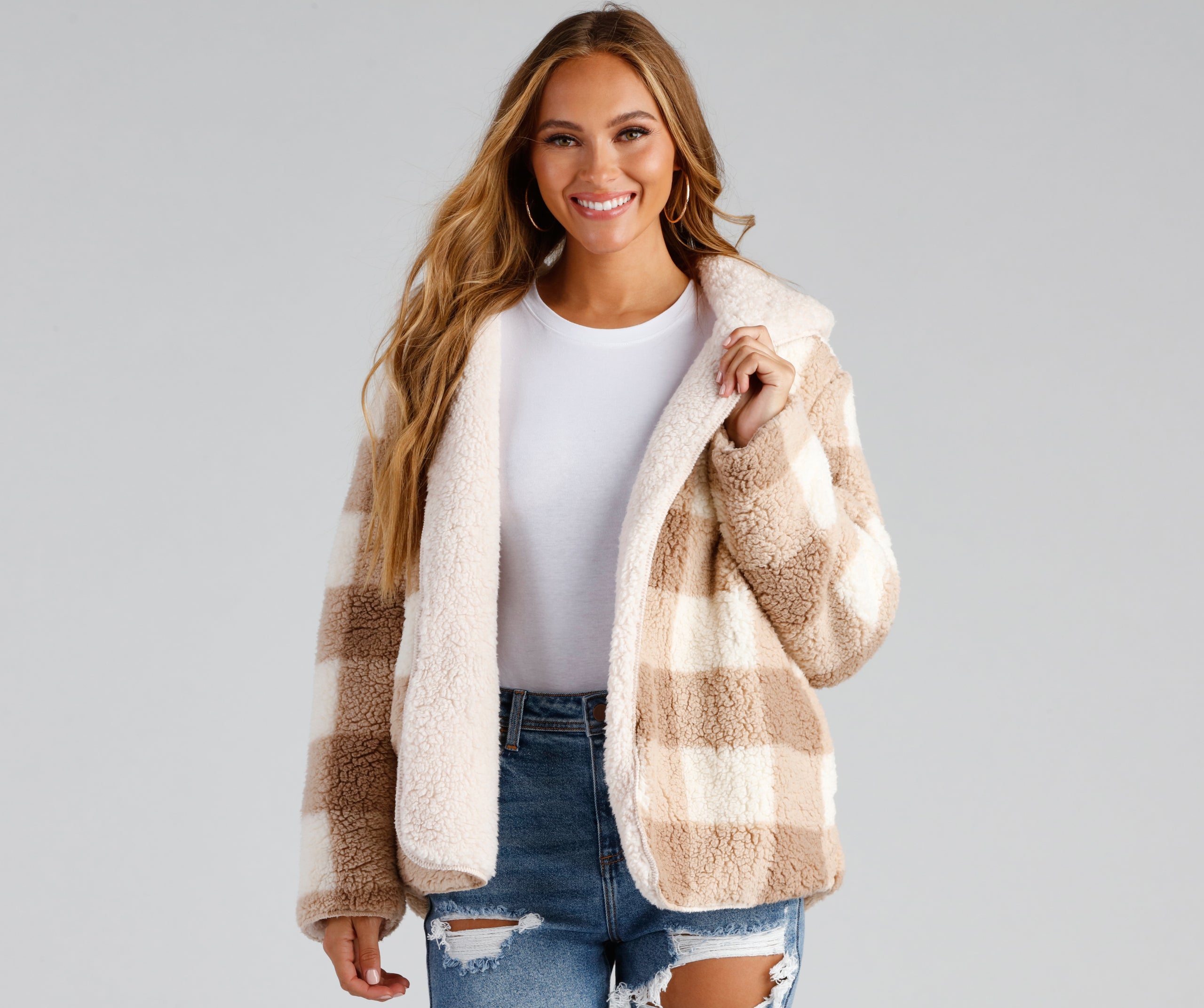 Cuddle Weather Plaid Sherpa Reversible Jacket