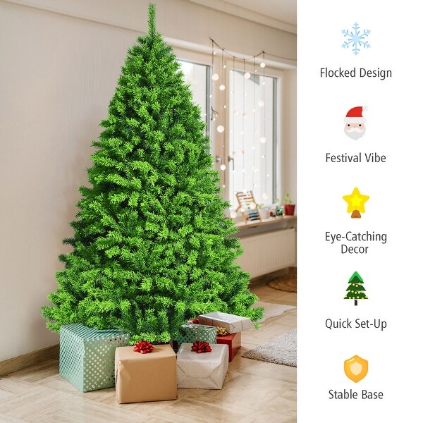 Gymax 4.5/6.5/7.5 FT Verdant Artificial Christmas Tree Hinged Green