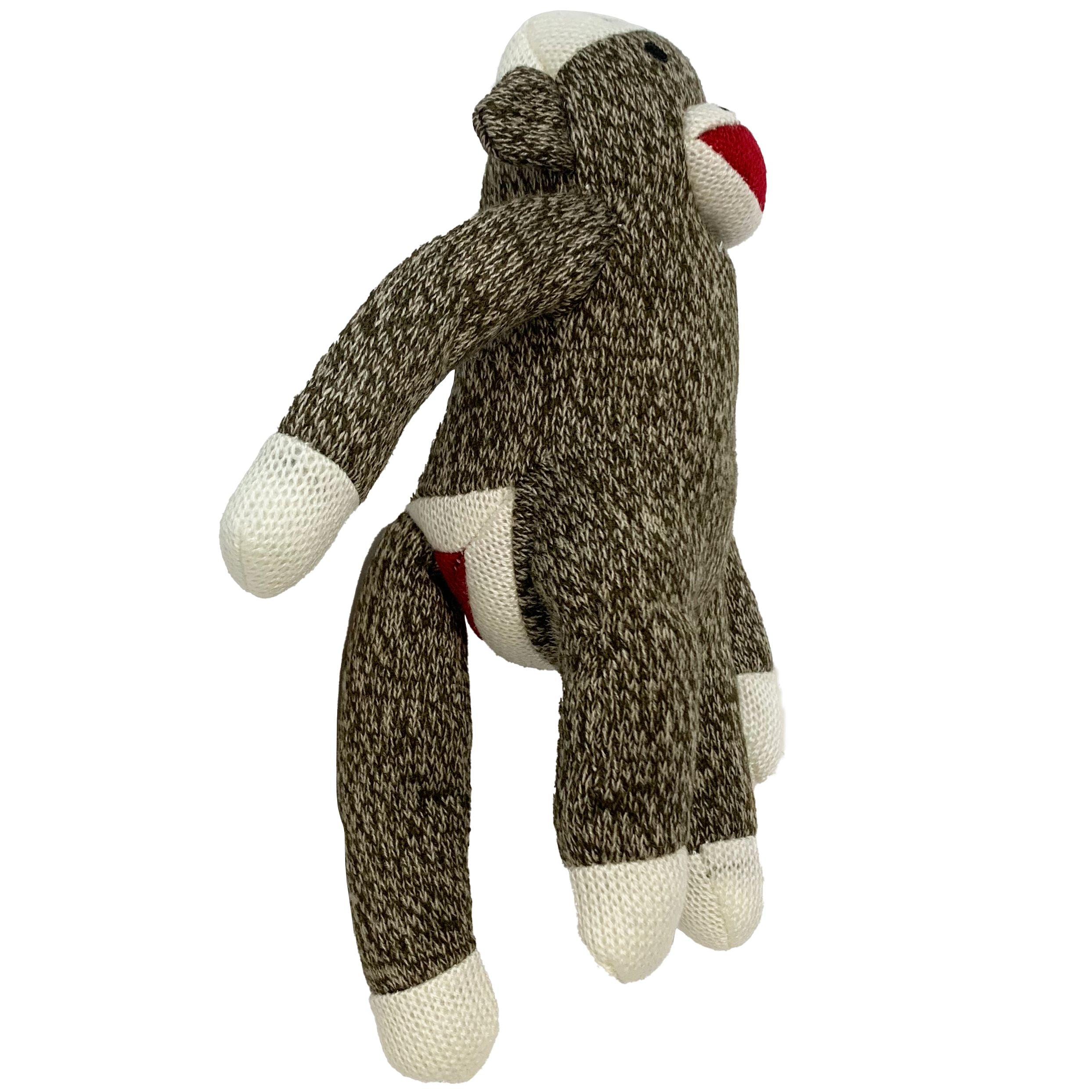 Multipet Sock Monkey Plush Dog Toy with Squeaker