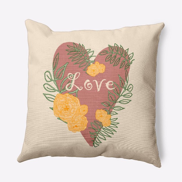 Valentine x27 s Day Love And Roses Square Throw Pillow Rusty Mauve E By Design