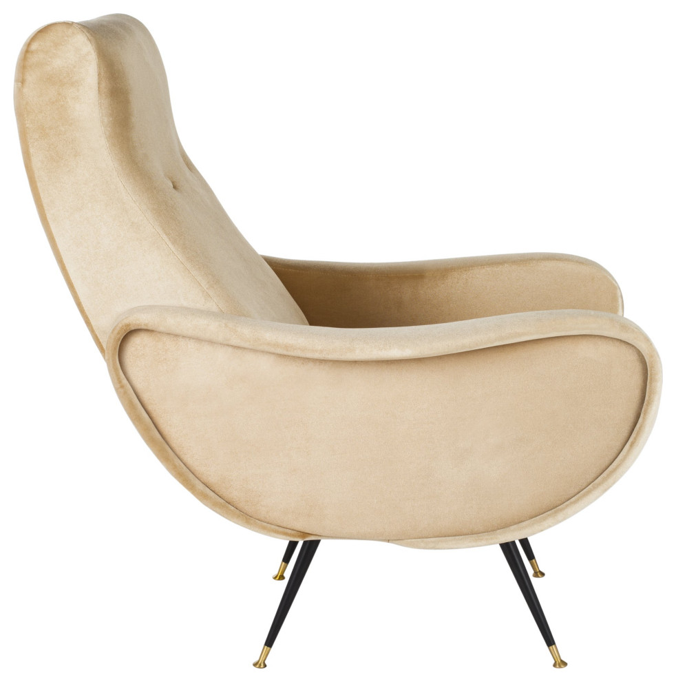 Midcentury Modern Accent Chair  Velvet Seat With Unique Curved Arms   Midcentury   Armchairs And Accent Chairs   by Declusia  Houzz