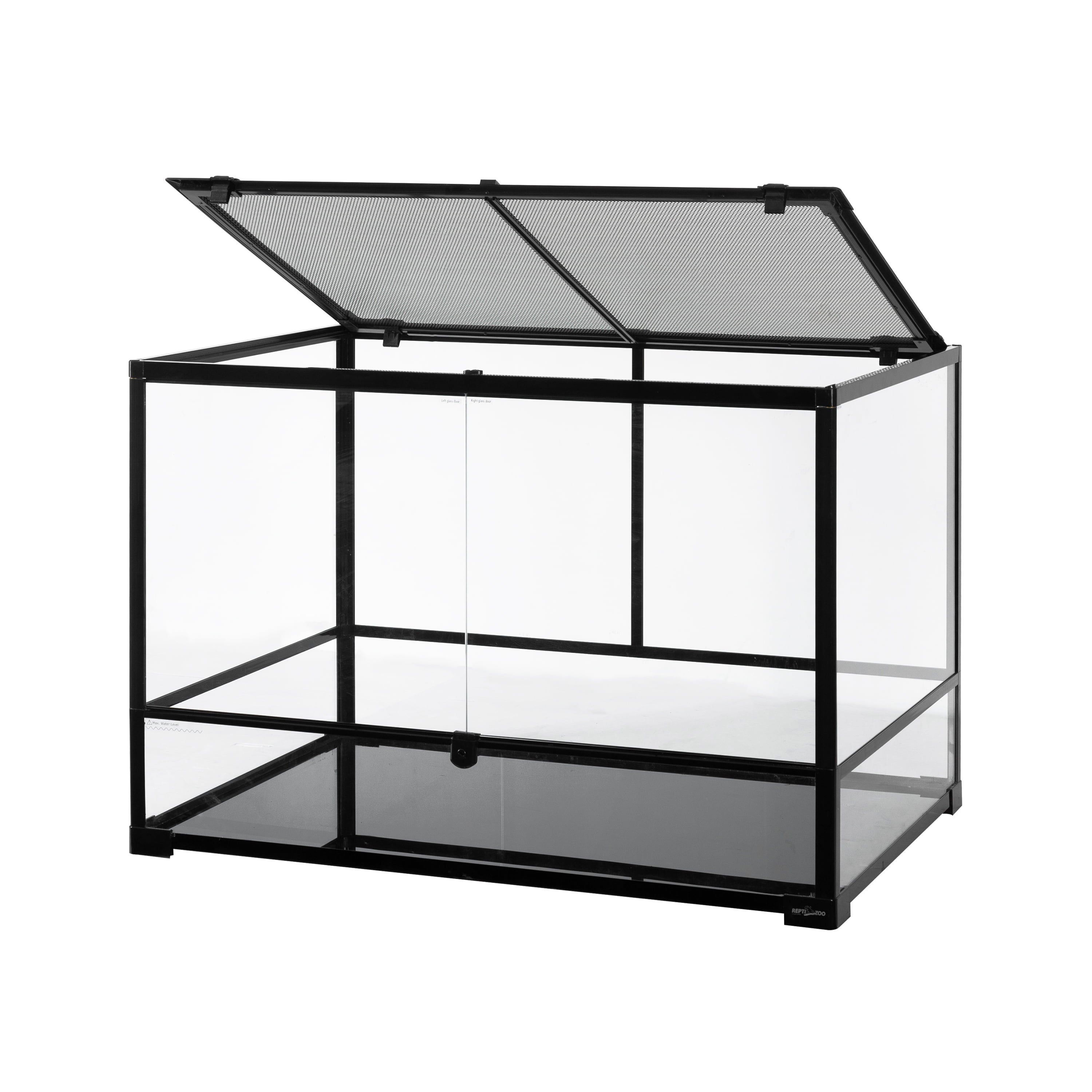 REPTI ZOO Reptile Full Glass Terrarium，  Front Sliding Glass door with Double Top Covers， Large Tank 36