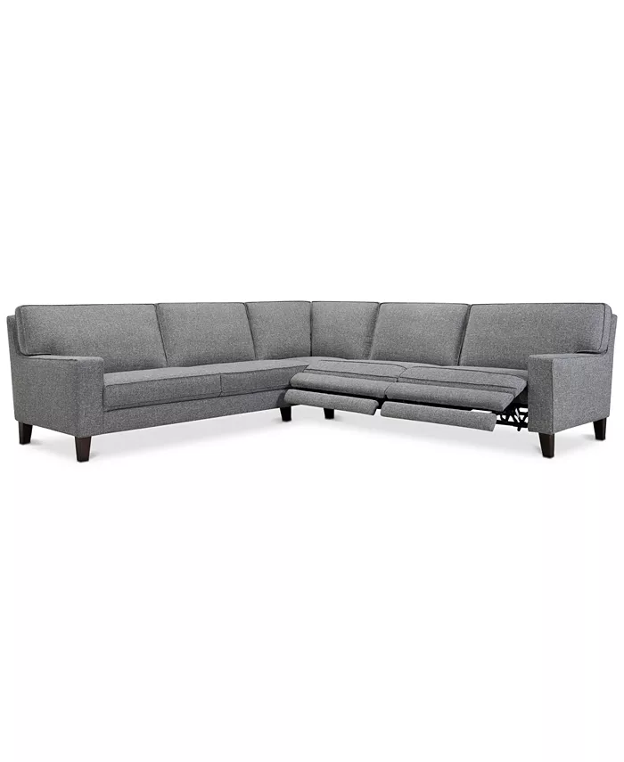 Furniture CLOSEOUT! Sandrew 3-Pc. Fabric Sectional with 2 Power Foot Rests