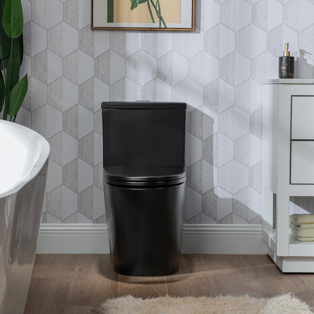 Casta Diva Rough-in 12 in. 1-Piece 0.91.28 GPF Dual Flush Elongated Skirted Toilet in Black Seat Included CD-T002