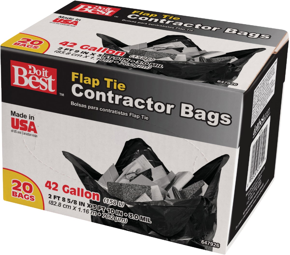 Do it Best Contractor Trash Bag 42 Gal. Black