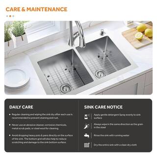 Glacier Bay AIO Dolancourt 33 in. Drop-inUndermount Double Bowl 18 Gauge Stainless Steel Kitchen Sink with Pull-Down Faucet VDR3322A0PA1