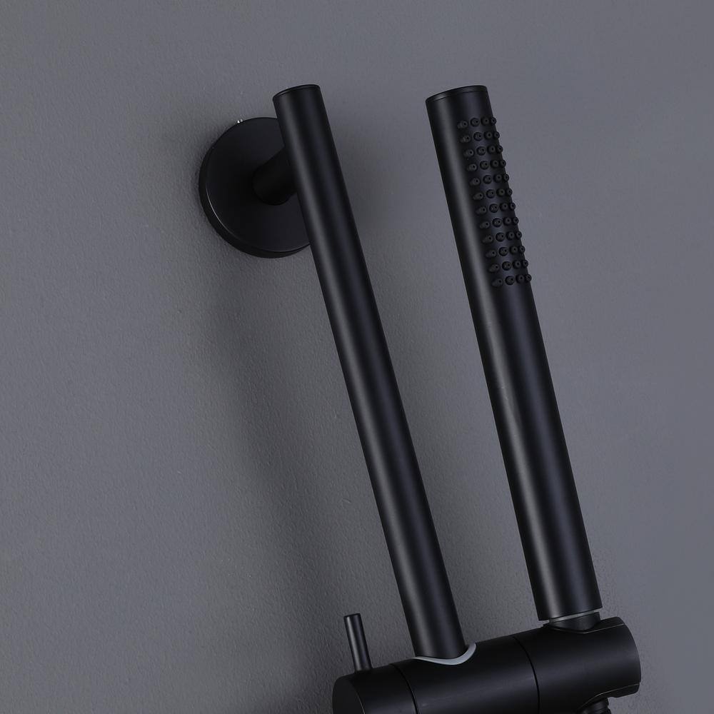 1-Spray Wall Bar Shower Kit with High Pressure Hand Shower in Matte Black MC-RB0887