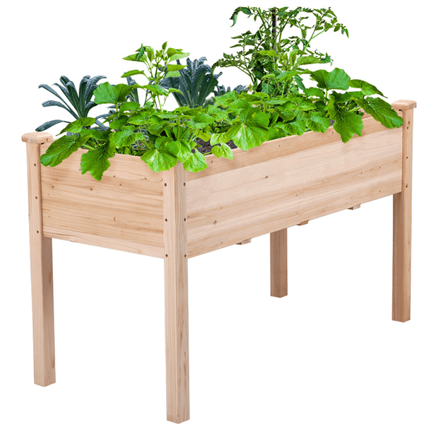 Topeakmart Fir Wood Garden Bed Rectangle Raised Planters Box for Vegetables/Fruits, Wood