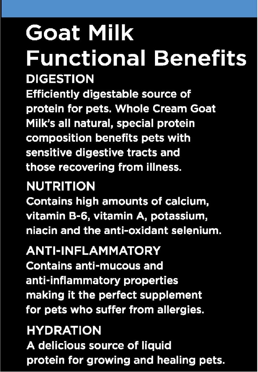 Nature's Diet Whole Cream Goat Milk Wet Dog and Cat Food Topping， 16-oz jar