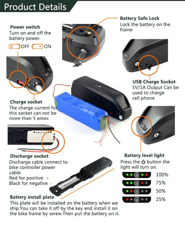 Most competitive price hailong case down tube ebike battery 48v 17.5ah