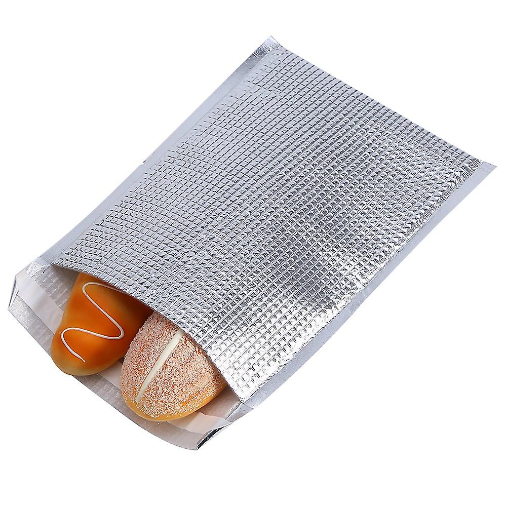 10pcs Set Disposable Aluminum Foil Insulated Food Storage Bag Thermal Cooler Silver (25 * 30cm)