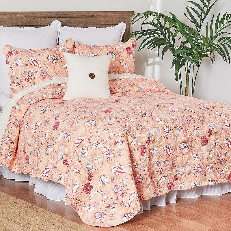 CandF Home Lagoon Peach Quilt Set with Shams