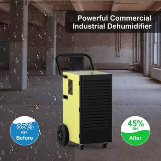 Runesay 150 pt. 4000 sq.ft. Industrial Commercial Dehumidifier in Yellows  Golds with Drain Hose and 1.45 Gallon Water Tank DHOX70L7133