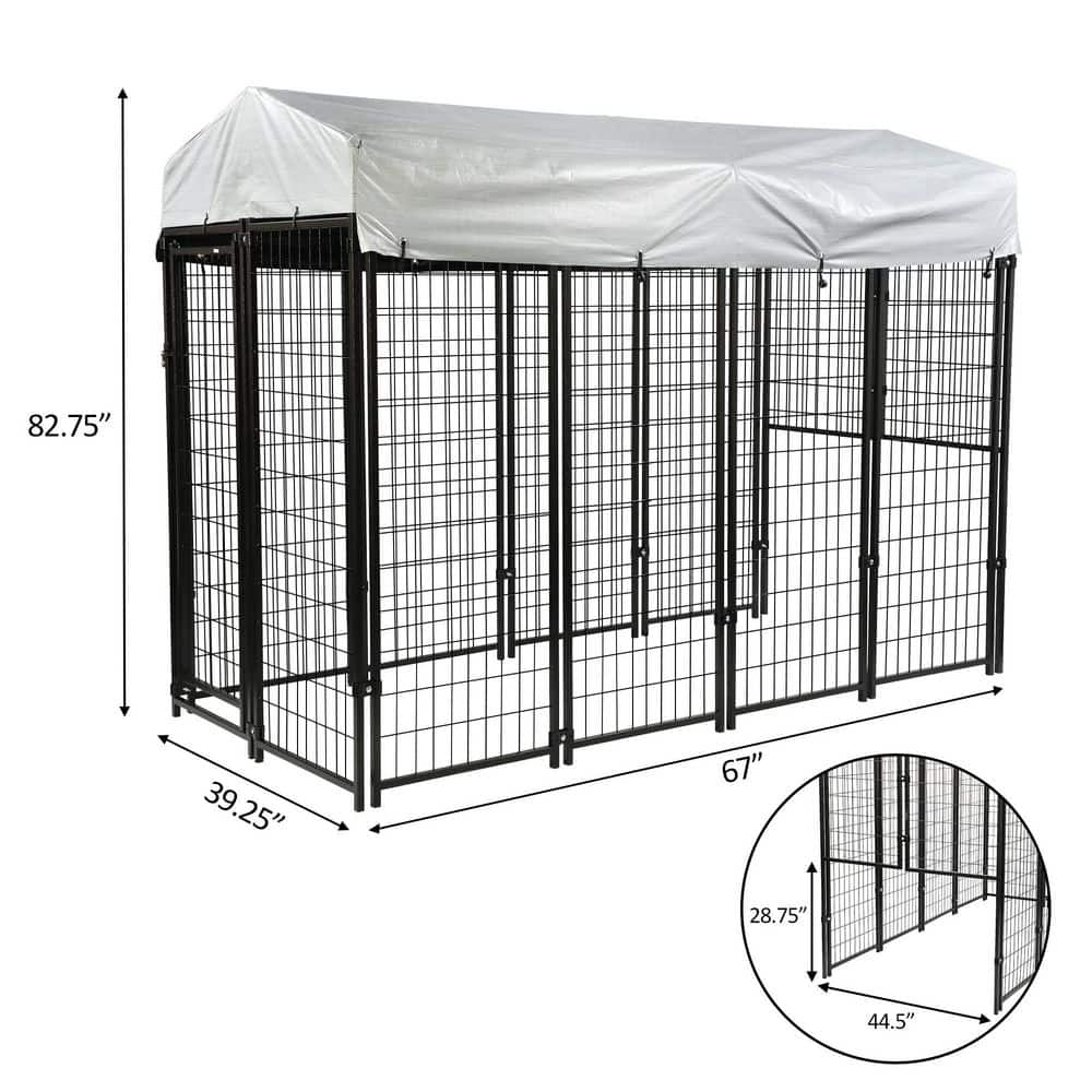 Tatayosi 6.9 ft. x 3.3 ft. x 5.6 ft. Dog Kennel Outdoor UV-Resistant Oxford Cloth Roof Coverage Area 0.000419 Acres J-H-W104151798