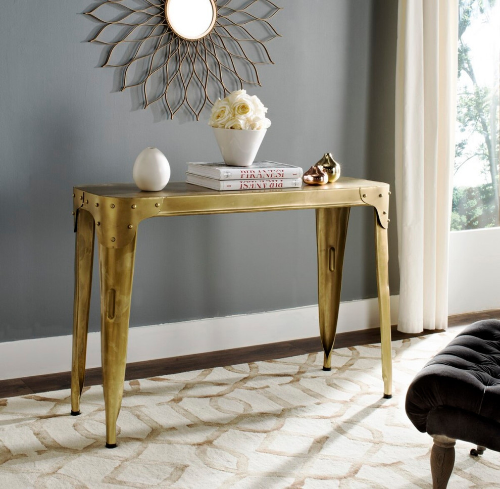 Sheena Iron Console Table Gold   Industrial   Console Tables   by Virgil Stanis Design  Houzz