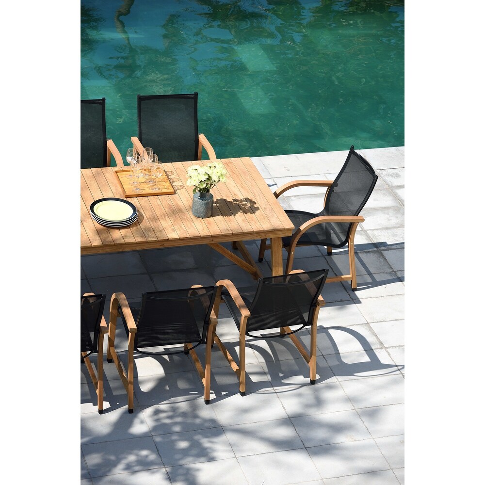 LifestyleGarden 7pc Teak   Aluminum Outdoor Patio Dining Set   7 Piece