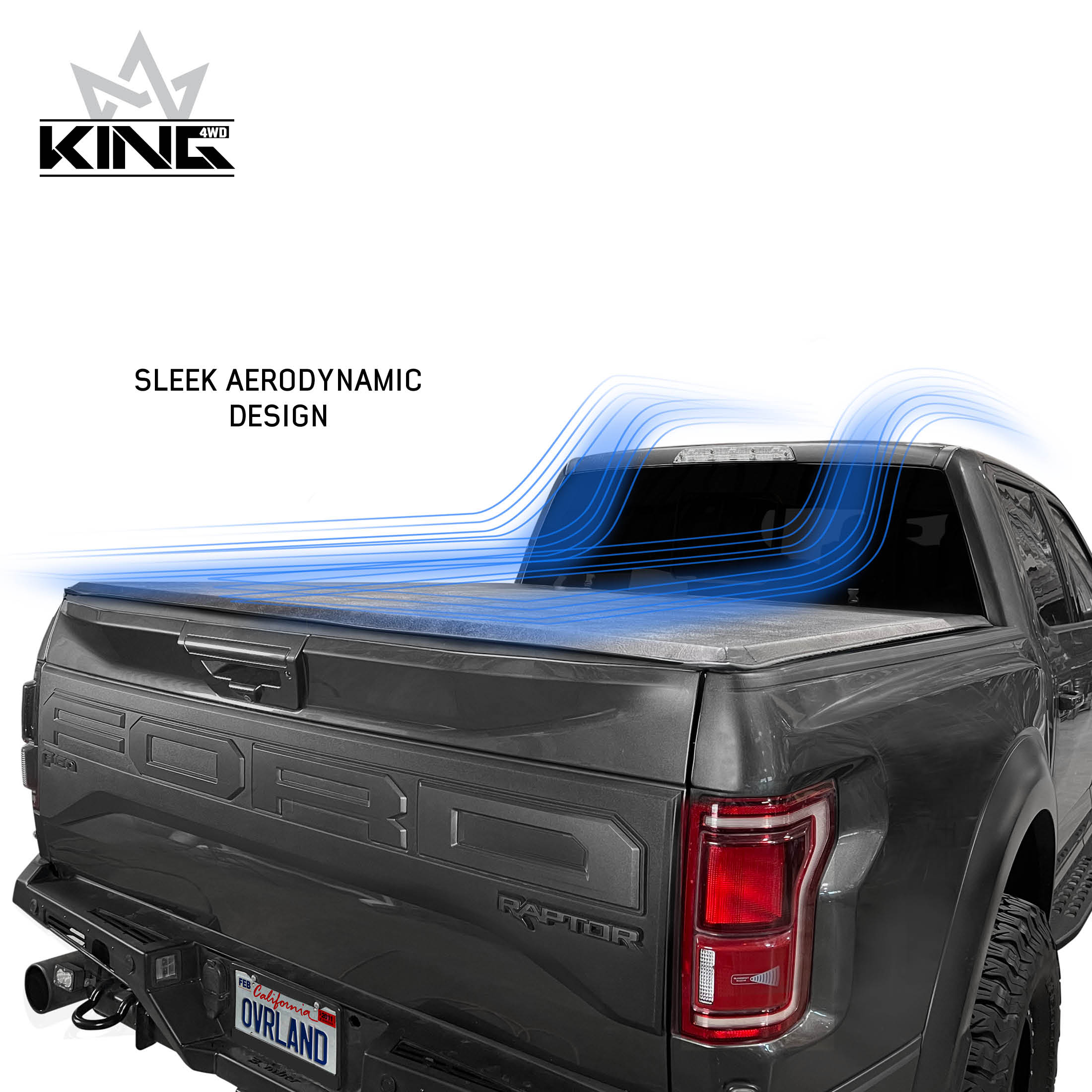 King 4WD Velcro Soft Roll Up Truck Bed Tonneau Cover for Ford 2015-Current F-150 6.5' Bed