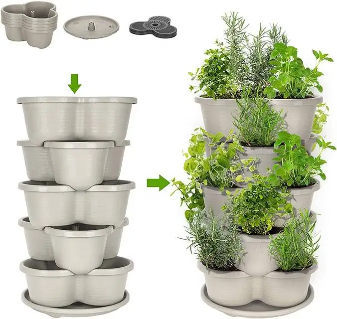 DIY 5 Tiers Vertical Planters Butterfly Shape Plastic Garden Colorful Stackable Plastic Flower Pots for Seedlings