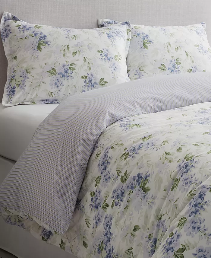 Laura Ashley Wisteria Faux Velour 2 Piece Duvet Cover Set， Twin