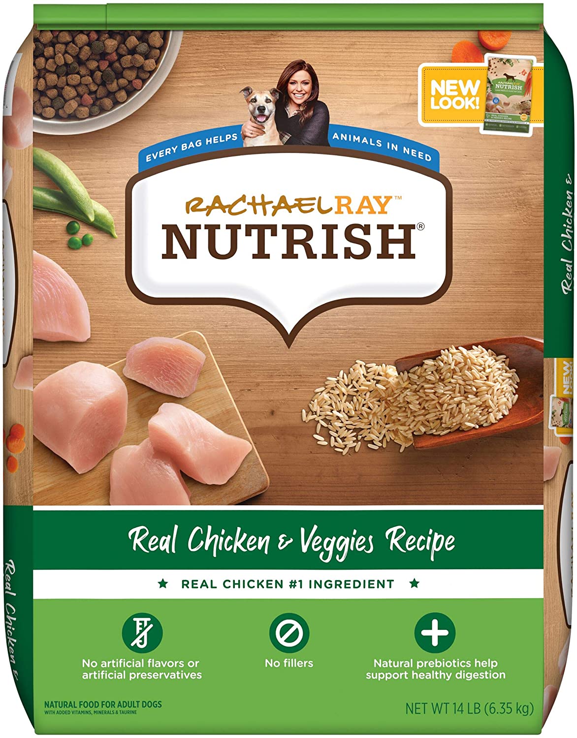 Rachael Ray Nutrish Premium Natural Dry Dog Food， Real Chicken and Veggies Recipe， 14 Pounds (Packaging May Vary)