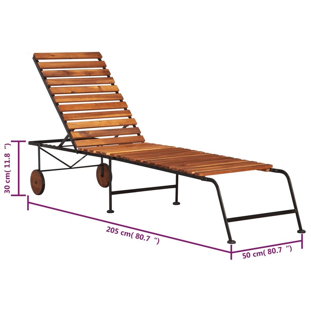 vidaXL Sun Lounger with Steel Legs Solid Wood Acacia   80.7\