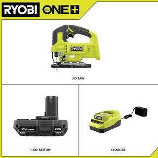 RYOBI ONE+ 18V Cordless Jig Saw Kit with 1.5 Ah Battery and Charger PCL525K1