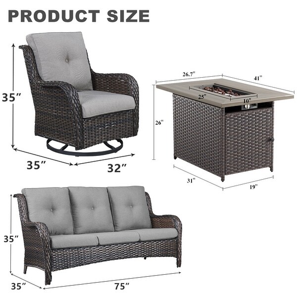 Patio Sofa Sets with Fire Pit Table