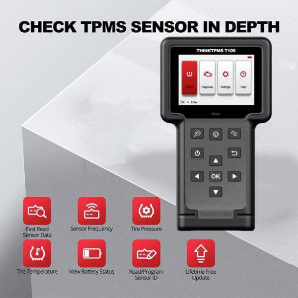 Thinkcar TPMS OBD2 Scanner Car Code Reader Tire Pressure Sensor Relearn Diagnostic Tool THINKTPMS T109 TKTT109