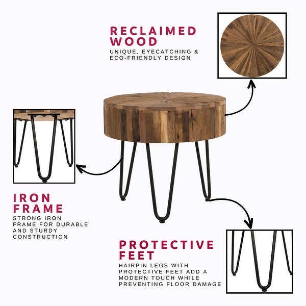 Primo International Sawyer Reclaimed Wood and Iron End Table