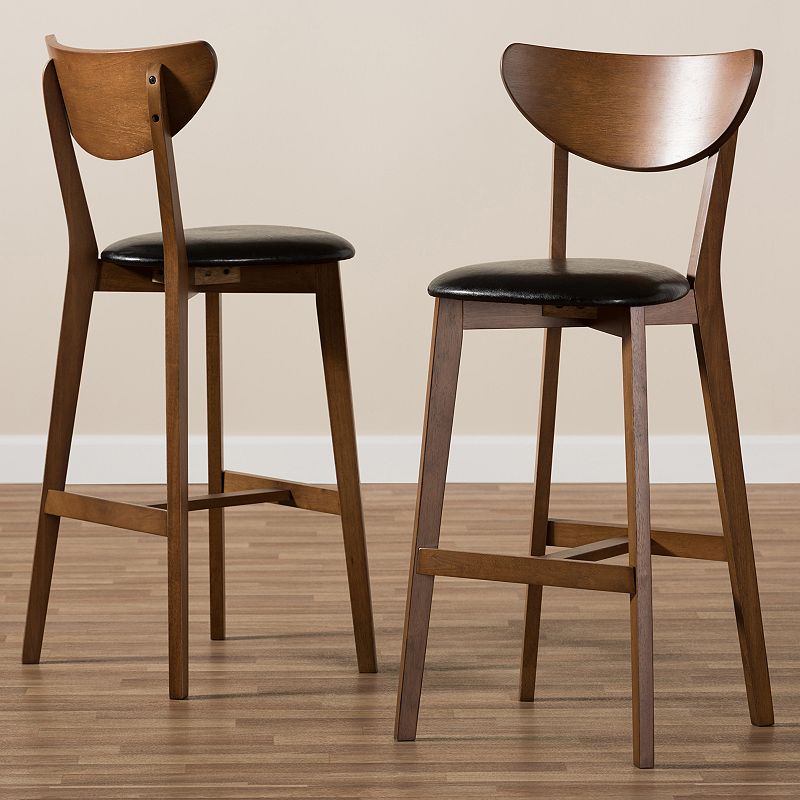 Baxton Studio Mid-Century Black Bar Stool 2-piece Set