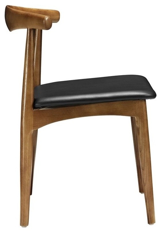 Hawthorne Collections 18 quotModern Leather Dining Side Chair in Black   Midcentury   Dining Chairs   by Homesquare  Houzz