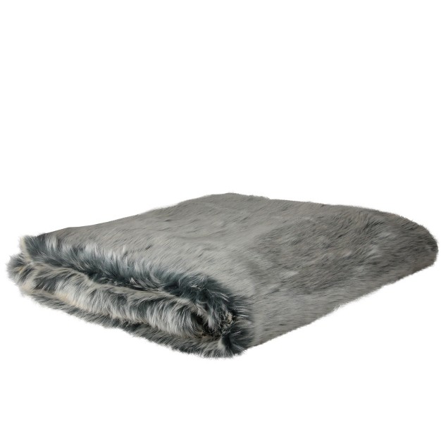 X 60 quot Faux Fur Super Plush Throw Blanket White gray