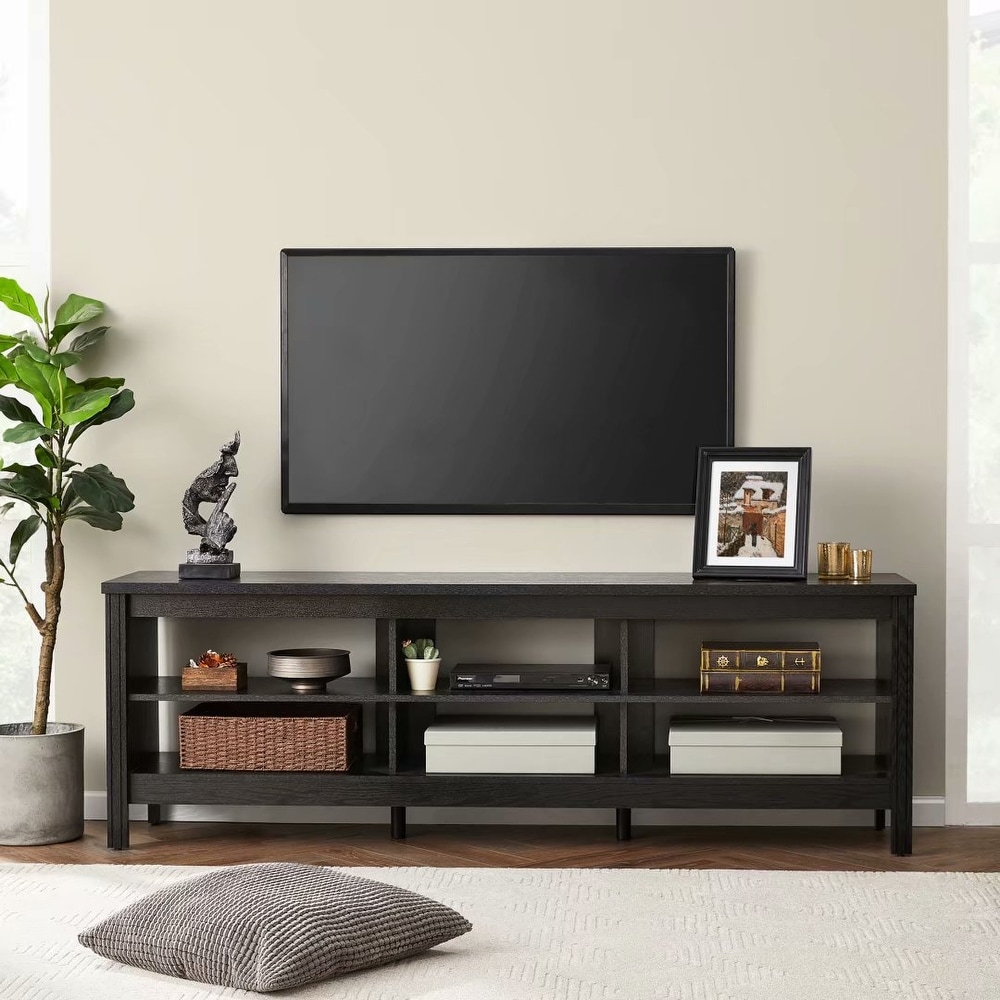 TV Stand for 75 inch TV Entertainment Center Black 70 inch   73 inches