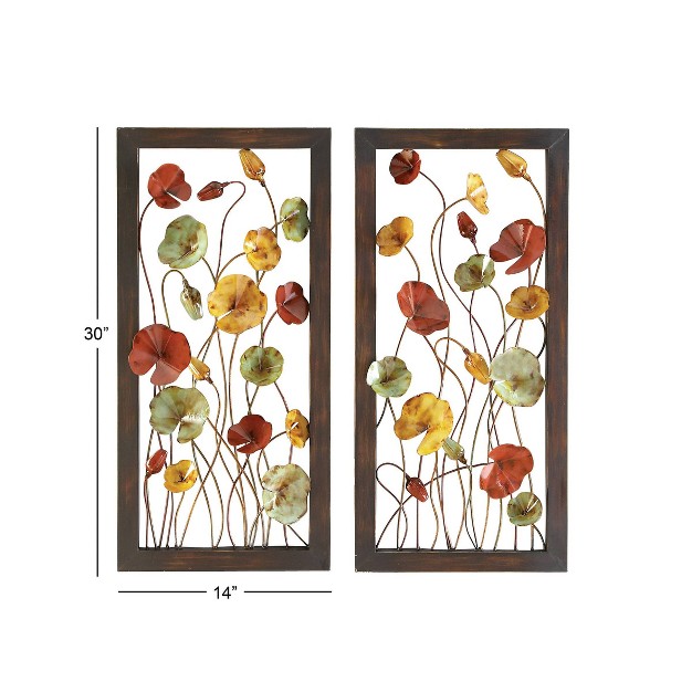 Metal Floral Wall Decor With Black Frame Set Of 2 Olivia amp May