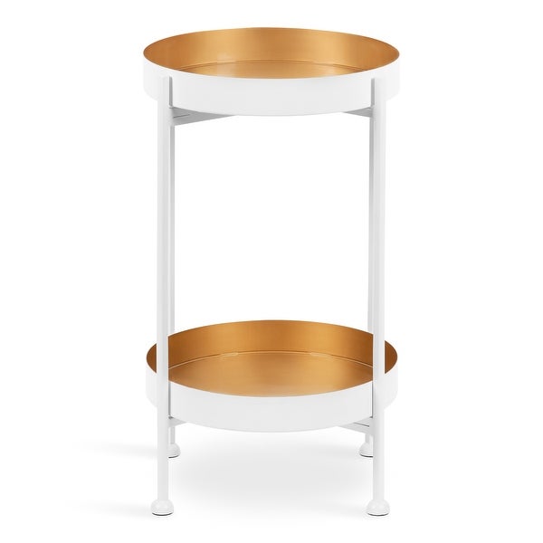 Kate and Laurel Nira Two-Tiered Metal Side Table - 15x15x24