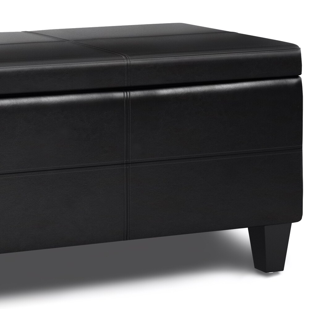 WYNDENHALL Halsey 48 inch Wide Contemporary Rectangle Ottoman Bench in Faux Leather