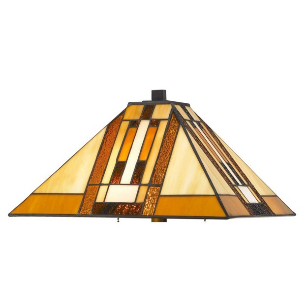  Table Lamp Hand Cut Stained Glass Shade And Lamp Base includes Led Light Bulb Dark Bronze Cal Lighting