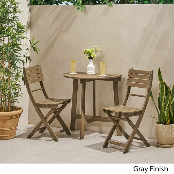 Westmount Outdoor 2 Seater Half-Round Folding Acacia Wood Bistro Table Set by Christopher Knight Home -  - 28807622