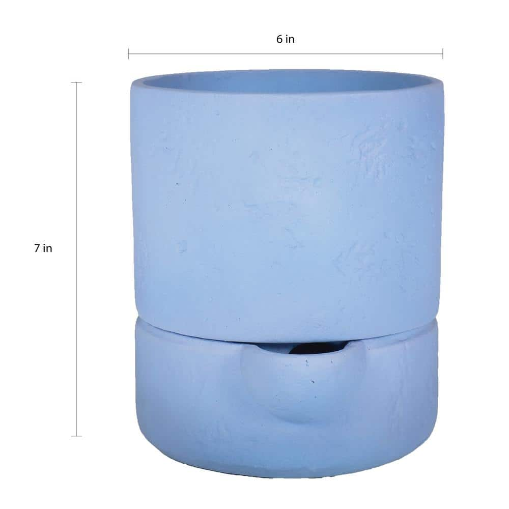 MPG 6 in. Dia x 7 in. H Cylinder Composite Self Watering Pot in Blue PC2076BLU