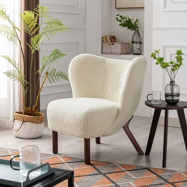 Modern Accent Chair Tufted Side Chair with Solid Wood Legs - 5 Colors