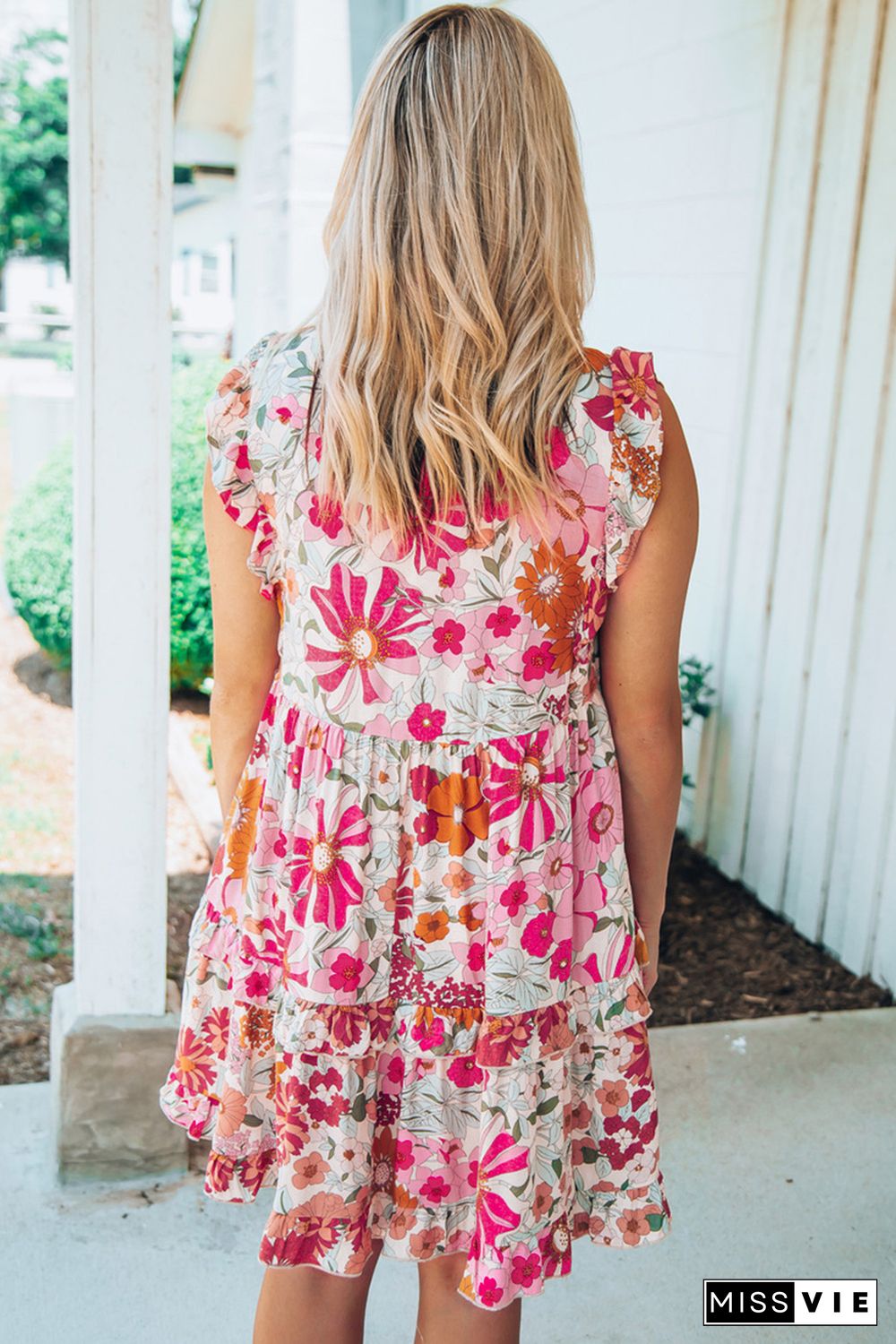 White Ruffled Tank Floral Dress