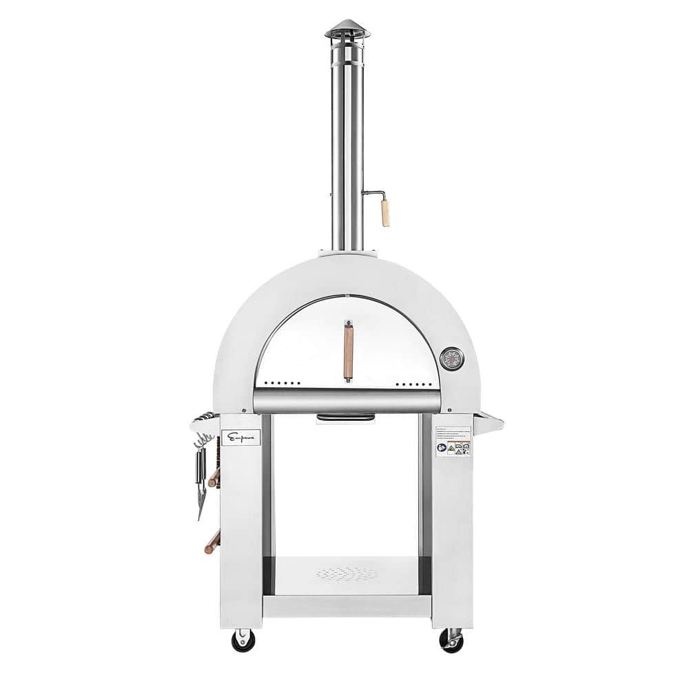 Empava 38.6 in. Wood Burning Red Painted Outdoor Pizza Oven in Stainless Steel EMPV-PG06