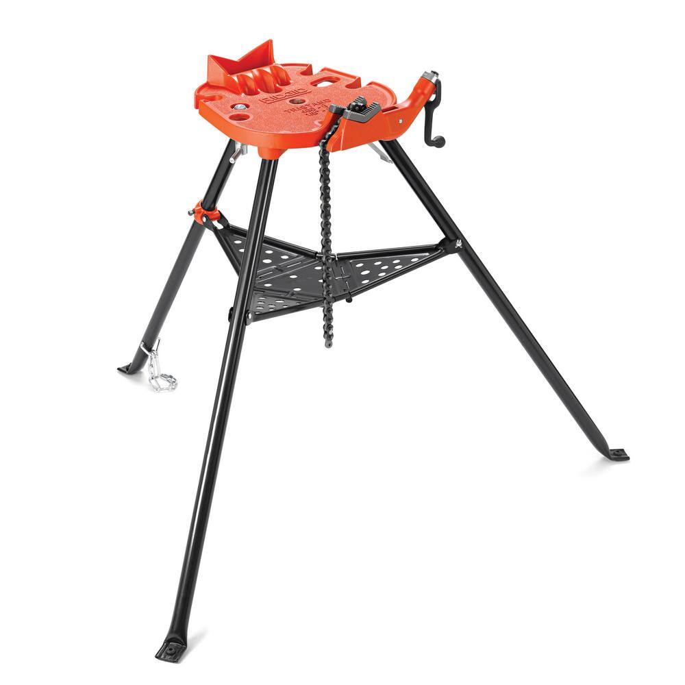 RIDGID 18 in. to 6 in. Pipe Capacity Portable TriStand Chain Vise with Integral Folding Legs  Tool Tray Model 460-A 36273