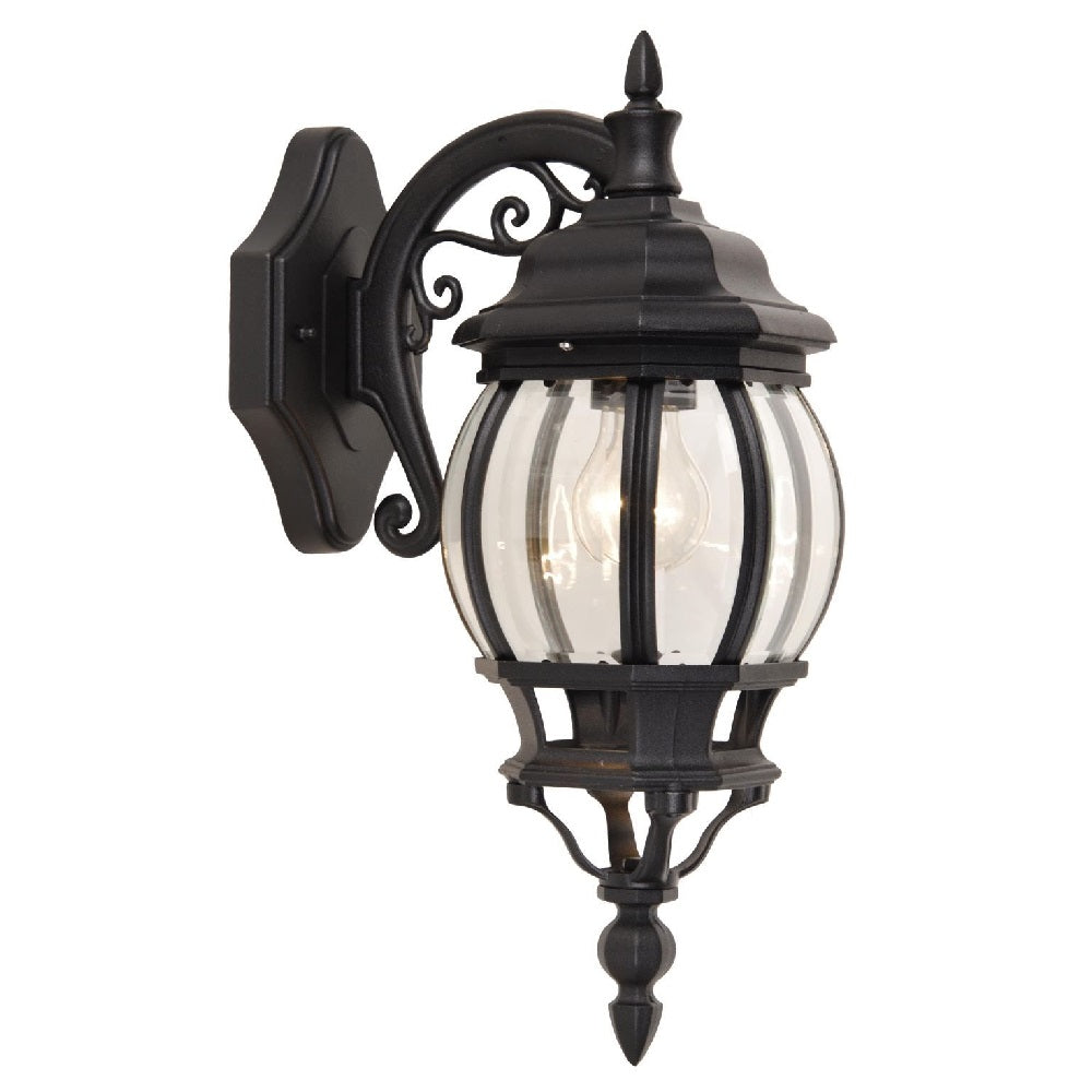 Britalia BR5120202012 Black & Clear Glass Outdoor Vintage Coach Down Lantern Wall Light